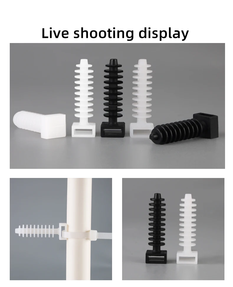 100 Stück Nylon-Kabelhalter, Kabelbinderhalterung, Push-in-Niettyp, Einsetzen von festen Sitzschläuchen, Bohrlochmontage, Isolierung, flammhemmend – Detail 3