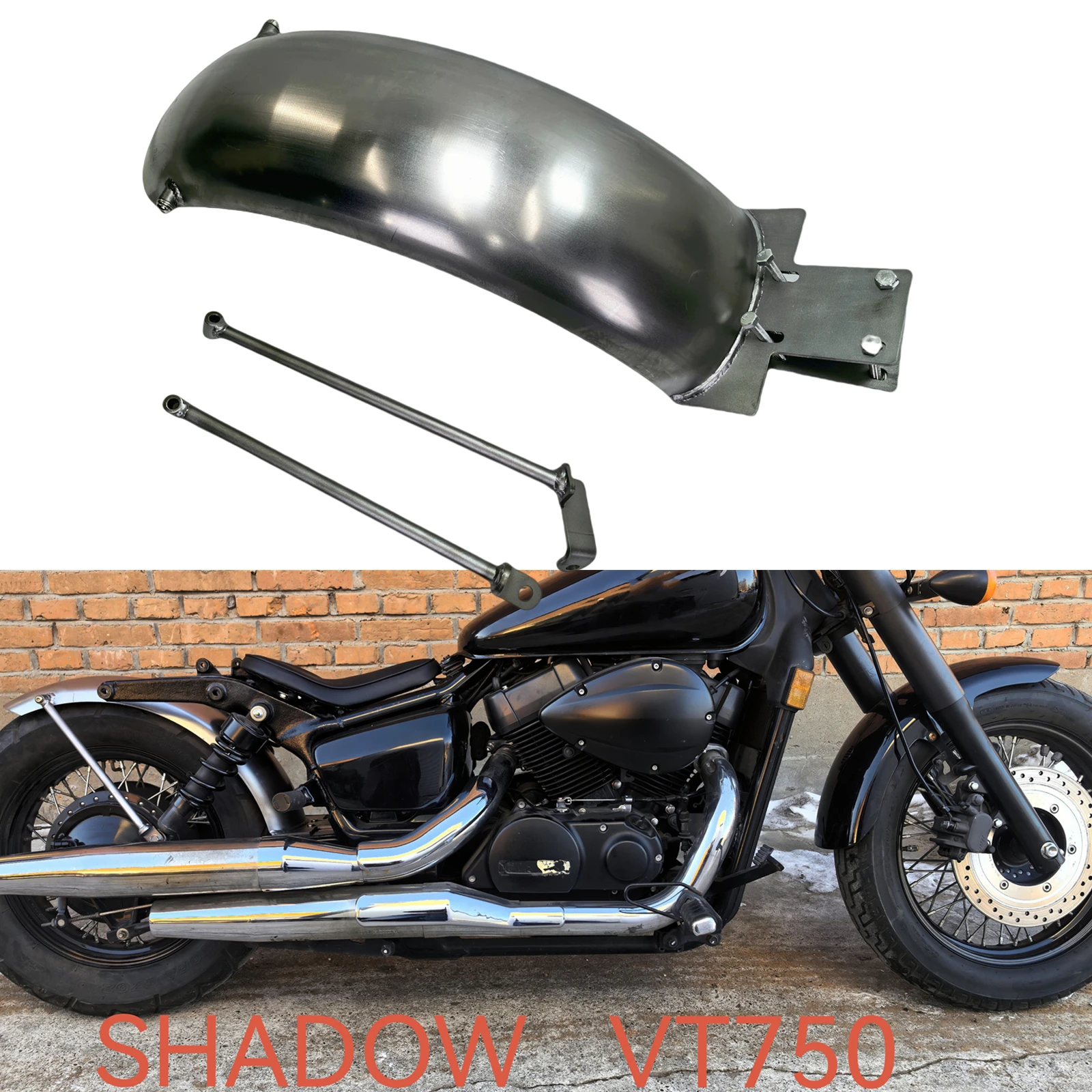 

Motorcycle Rear Fender Apron Mudguard Splash Shield Guard Flap For HONDA VT750 SHADOW 750 2004-2023