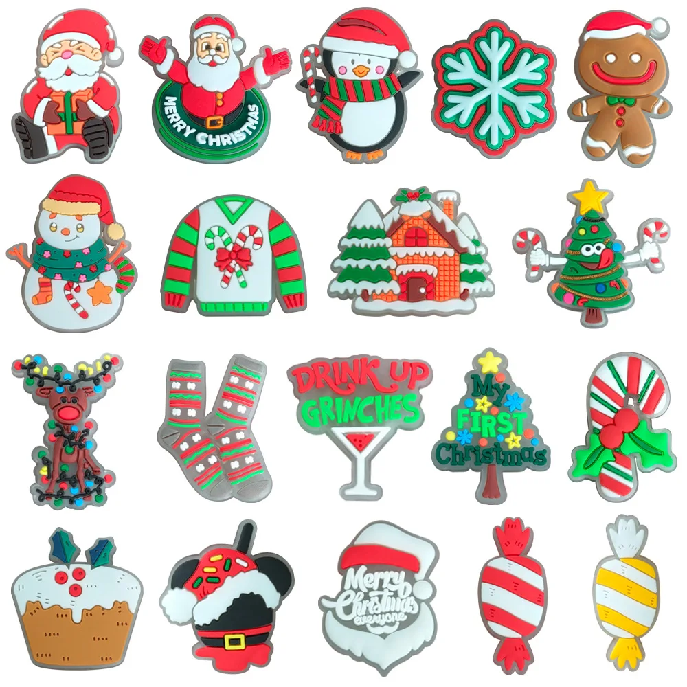 19pcs lot glowing in dark Christmas snowflower shoe buckles charms accessories decorations for clog wristbands DIY unisex gift