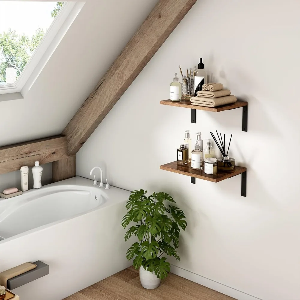 Deep Wall Shelves, Floating Shelves for Wall Display, 12” Deep Wall Mounted Shelves for Living Room, Bedroom, Kitchen, Office De