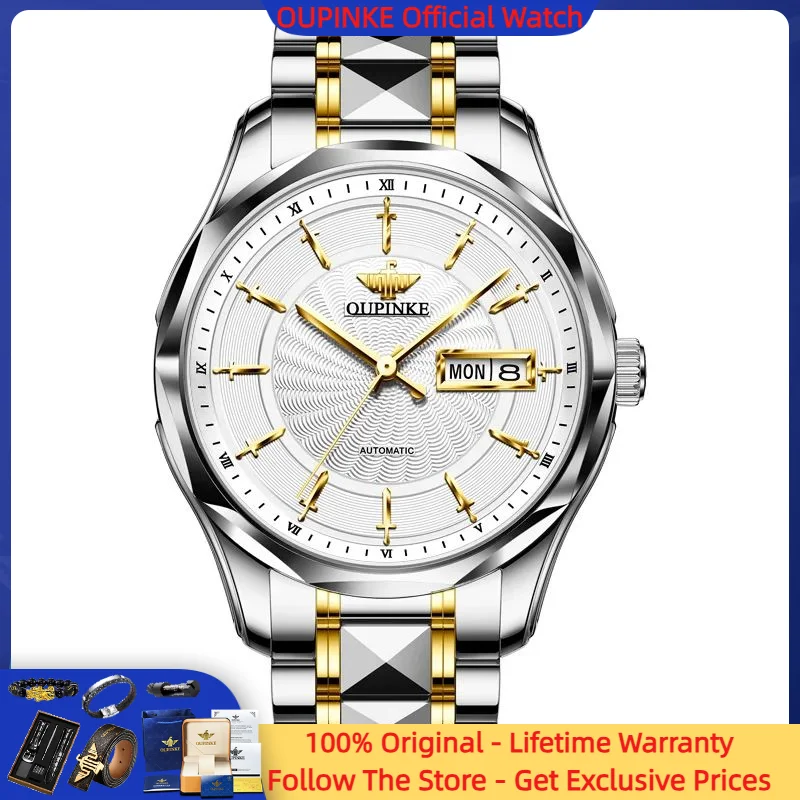 

OUPINKE 3172 Men Watch Original Imported Movement Automatic Mechanical Watch HD Sapphire Mirror Waterproof Top Luxury Men Watch