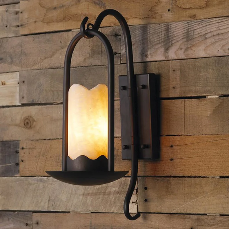 Bed and breakfast bedroom bedside balcony living room background wall light yellow cave stone marble mirror headlight American r