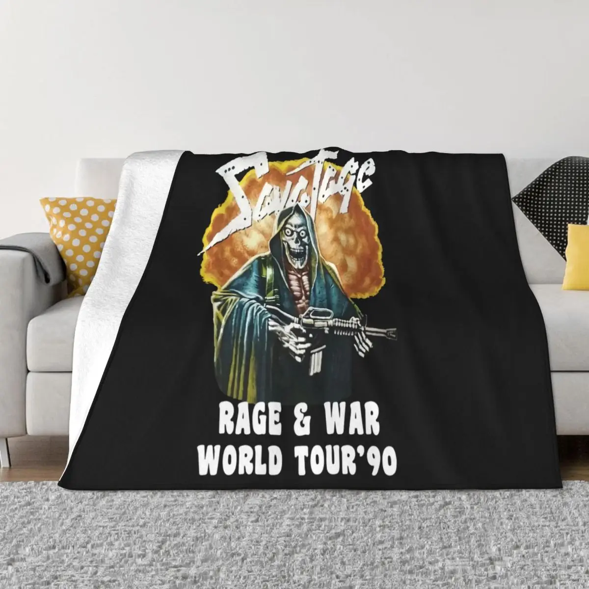 Vintage Savatage L ' 1990 Rage & War N American Tour ' Not A Reprint Euc Throw Blanket