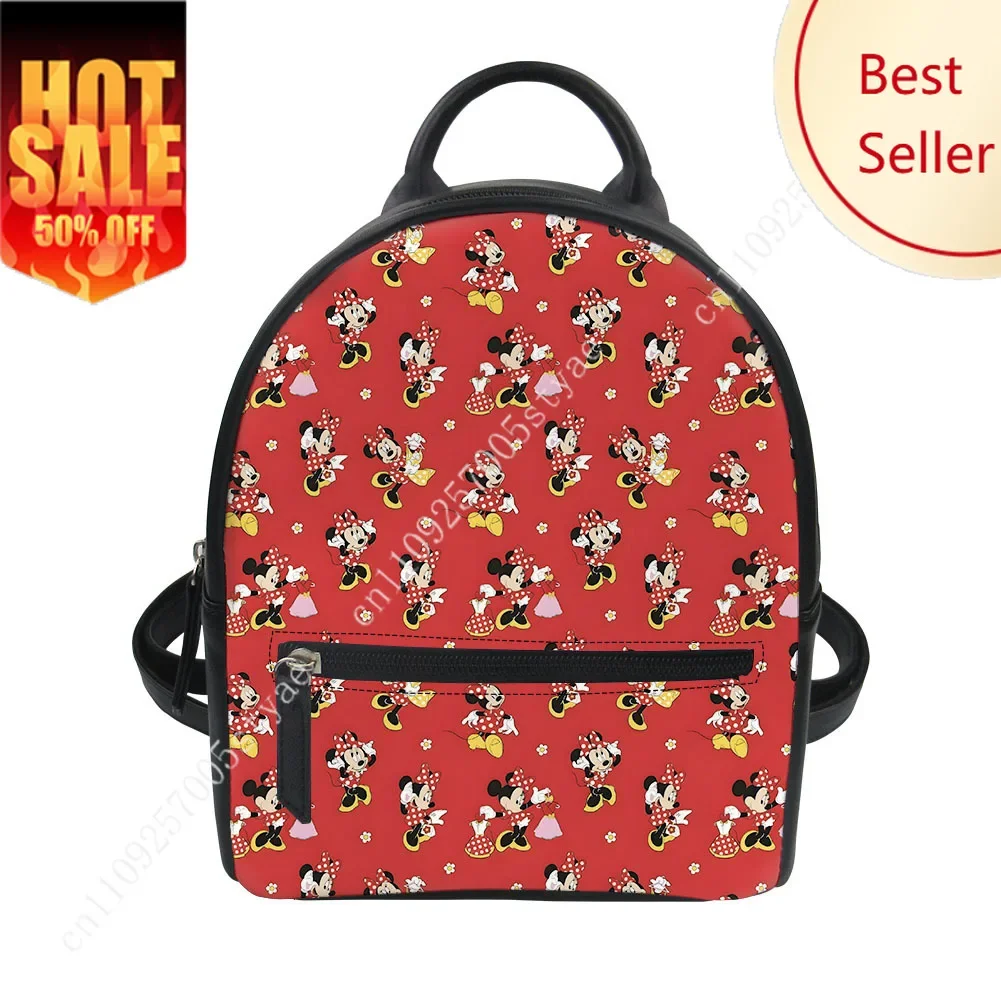 

Minnie Mouse Backpack Disney Cartoon Decorate Leather Bags Design Your Photo Logo Text Party Holiday Custom Gifts