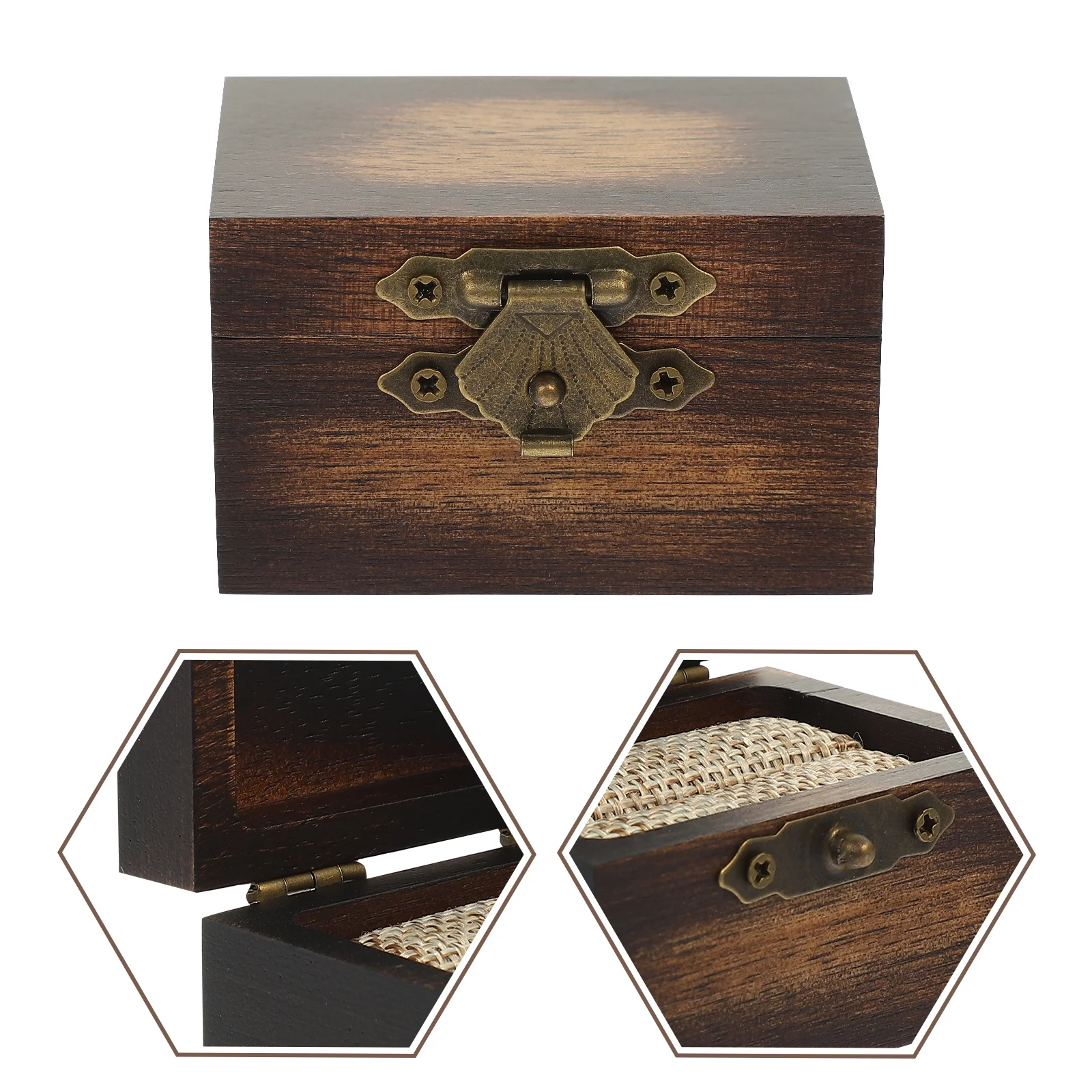

Wooden Vintage Ring Organizer Square Compact Jewelry Box Proposal Engagement Wedding Ring Gift Case Wood Jewelry Case