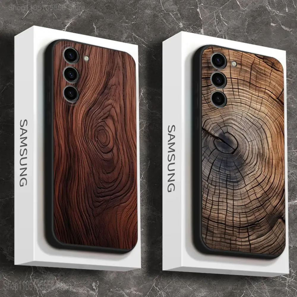 

Natural Wood Phone Case For Samsung Galaxy A 73,72,51,53,52,71,22,5G,Note,J7,8,9 Soft Black Cover