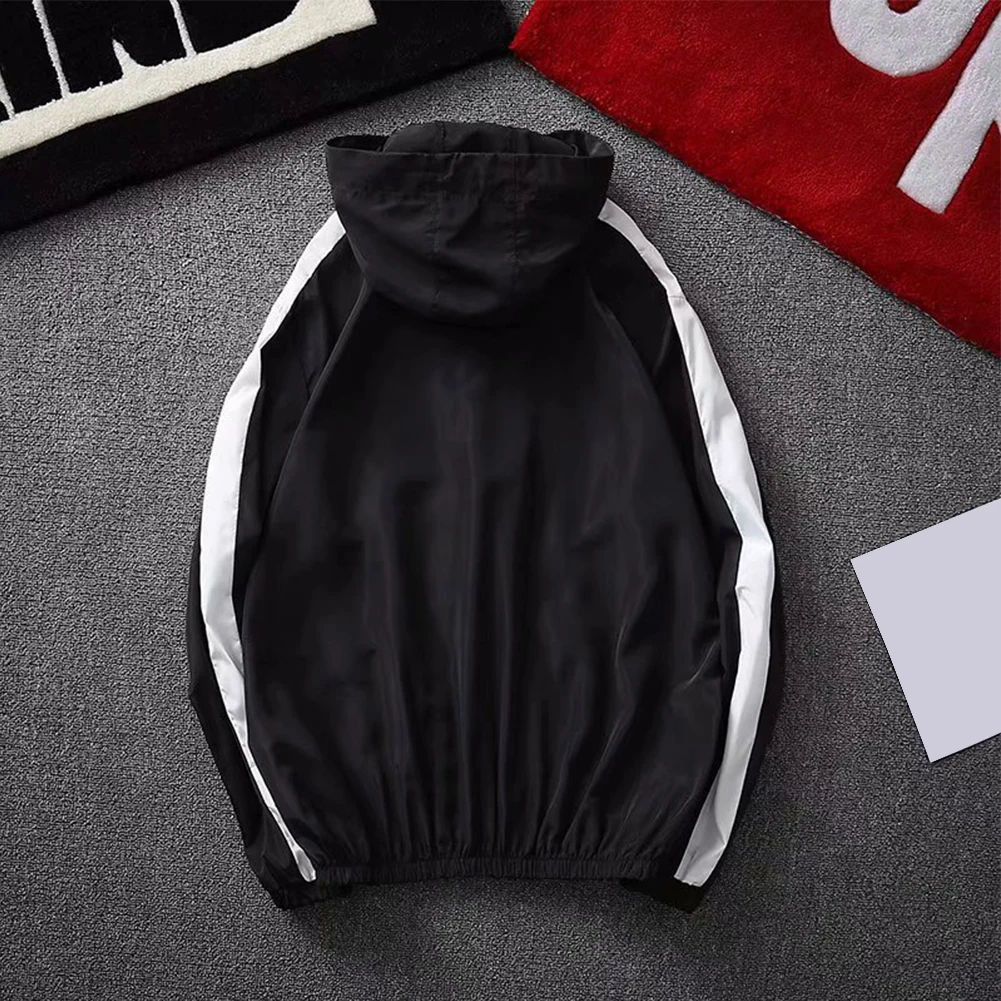 

Top Mens Jacket Outwear Polyester Regular Splicing Spring Summer Coat Windbreaker Breathable Hooded Hooded Jacket