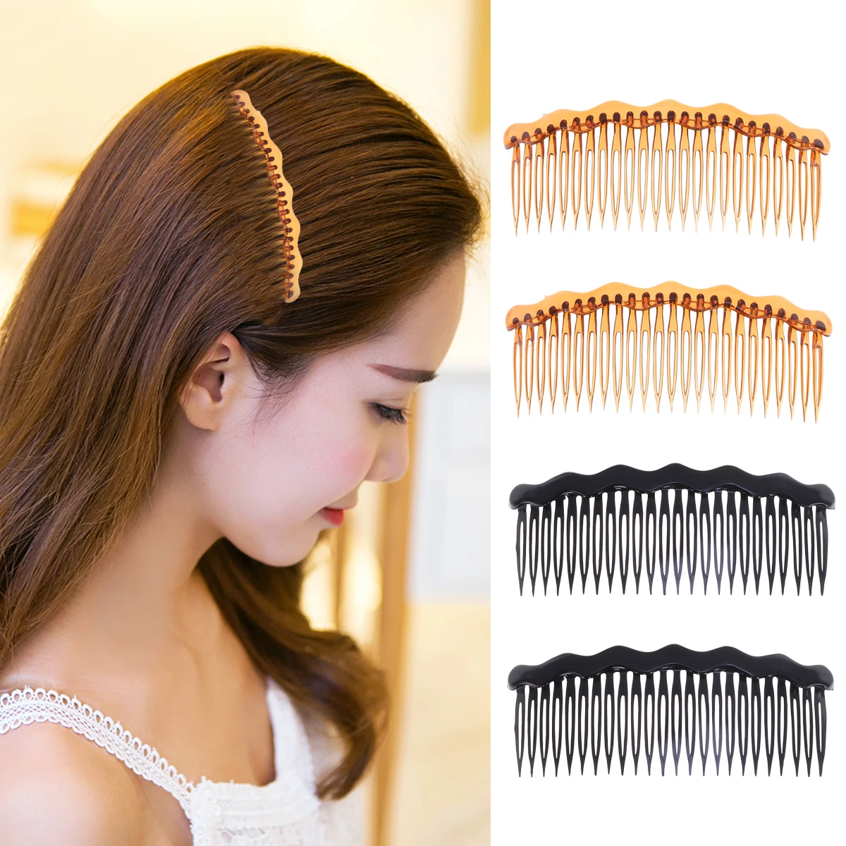 

4 Pcs Elegant Plastic Insert Combs for Women Durable Fashionable Simple Hair Accessories Wedding Dinner Daily Use