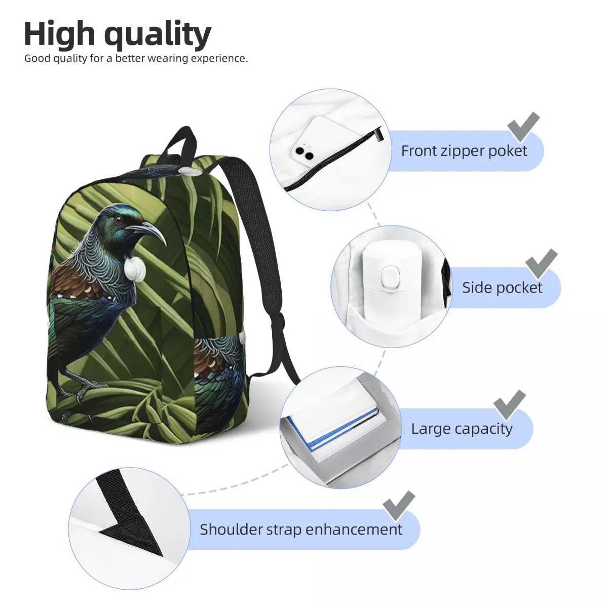 طائر توي مثقوب على فرع بين أزهار صفراء حقائب الظهر حقيبة الكتب حقيبة الكتف حقيبة كمبيوتر محمول حقائب مدرسية للأطفال