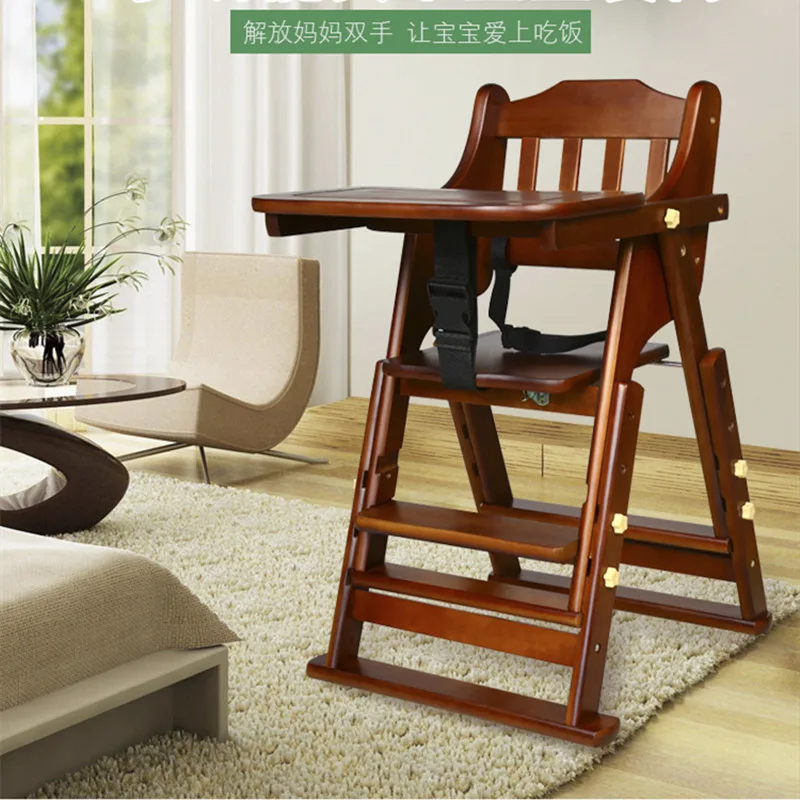 Baby dining chair solid wood portable baby dining dining table and chair foldable multi-functional with dinner plate bb stool ch