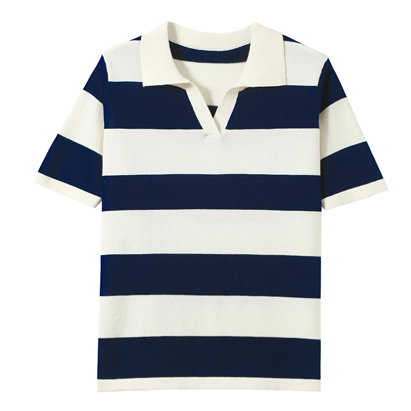 WinvyNee Summer Half Sleeved Women's Solid Polo Shirt Casual Cotton Striped Top… - Image 5