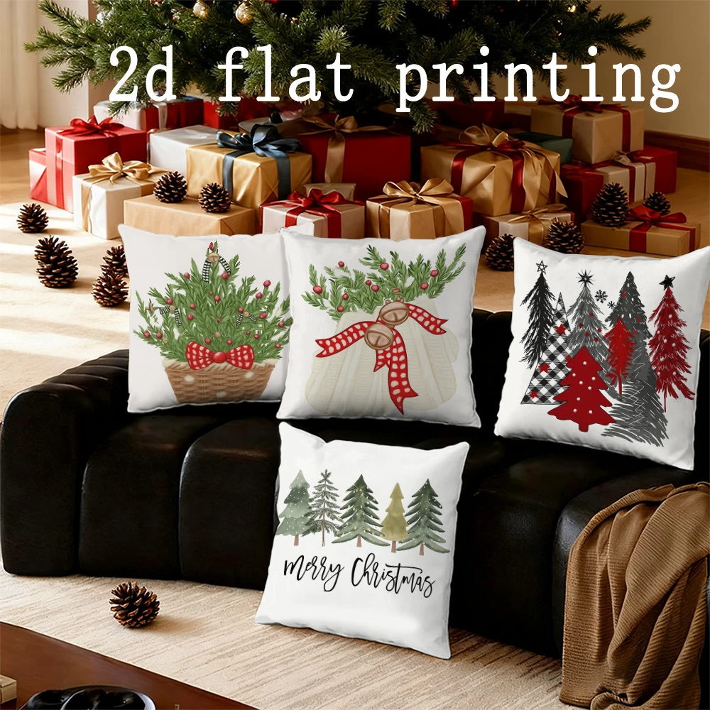 Home Decor Christmas Trees & Festive Designs Suitable For Sofa Bedroom Car Pillow Cover Cushion Rectangular Back Cushion