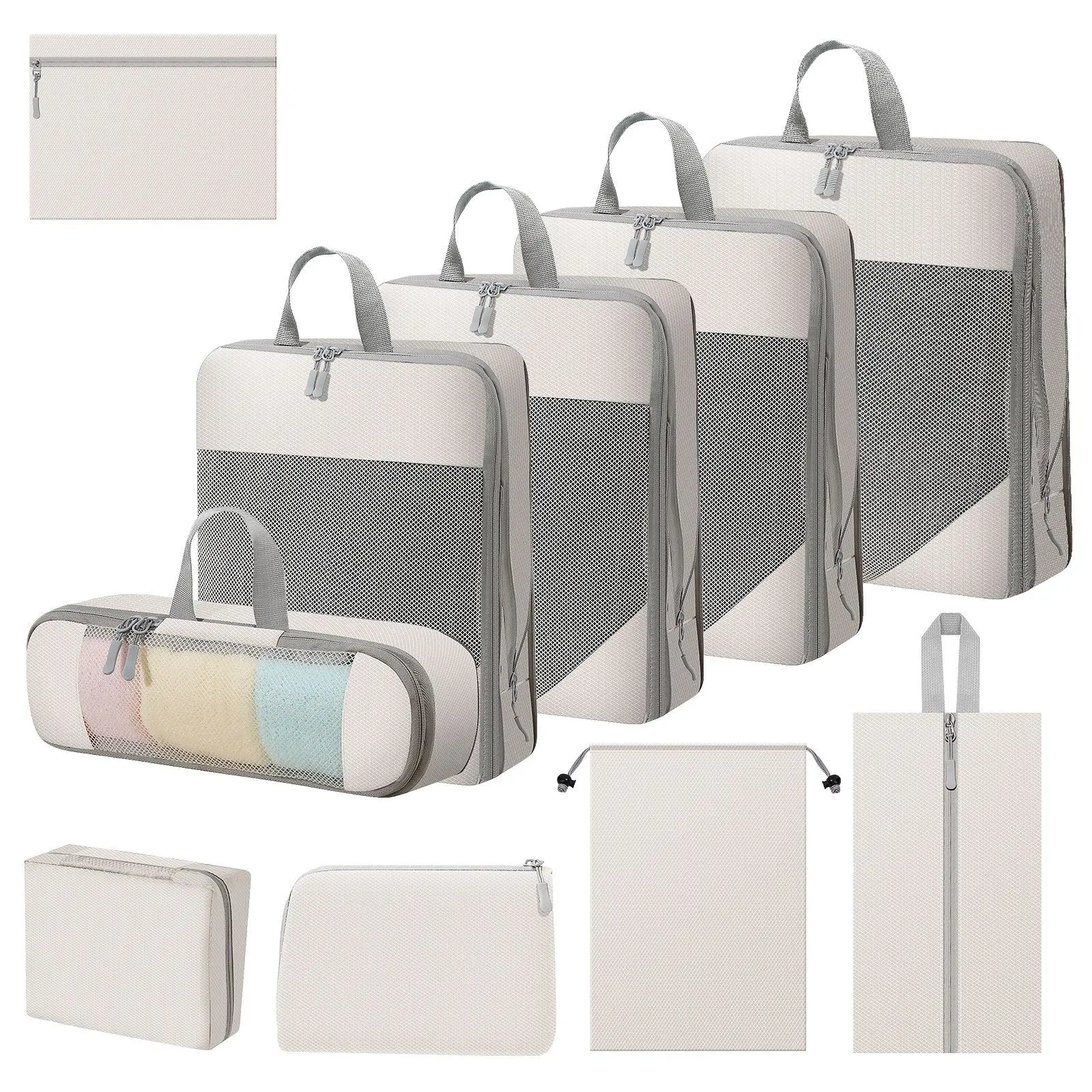 10 Set Packing Cubes for Travel Luggage Organizer Bags with Hanging Toiletry Bag and Shoe Bag Travel Packing Cubes Carry on
