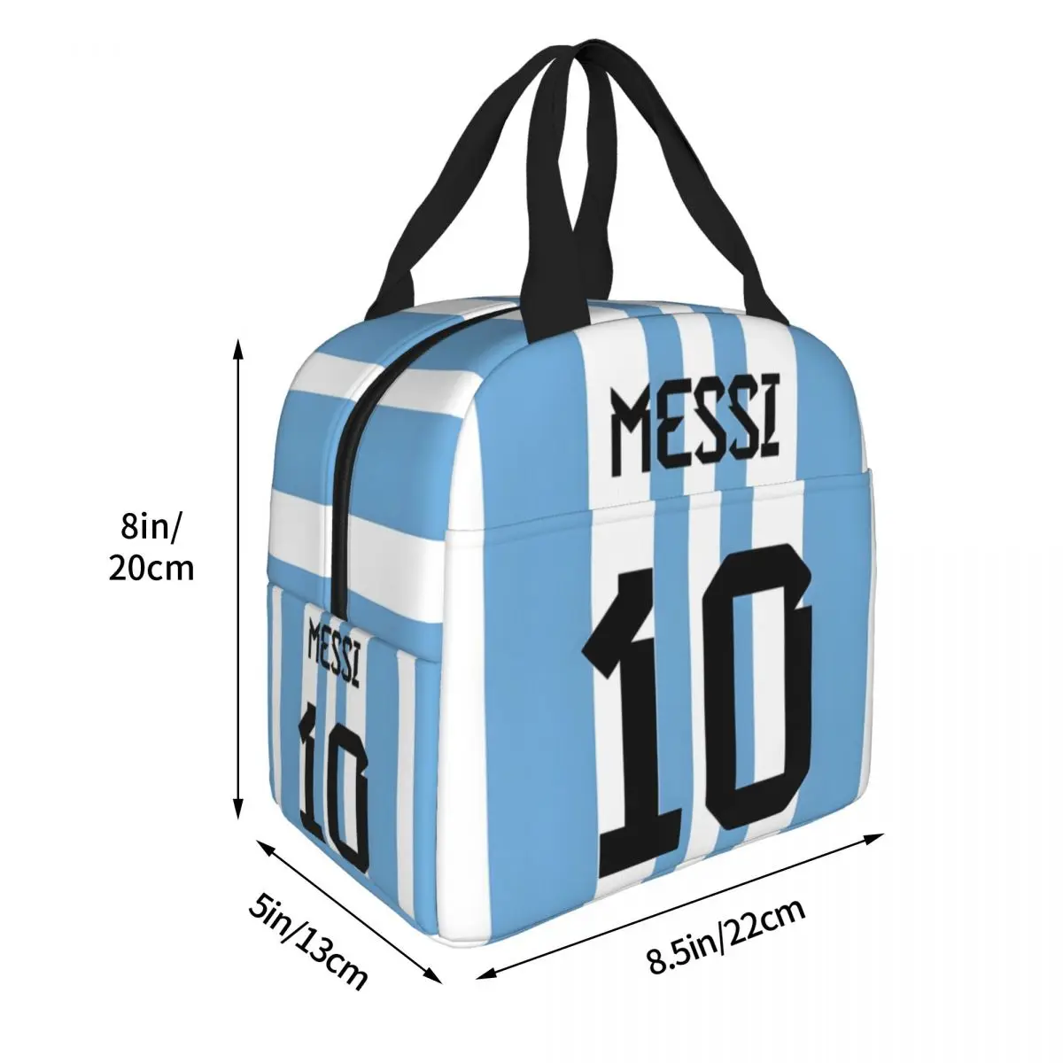 Voetbalster Messi Num 10, geïsoleerde lunchtas, lekvrij, cartoon lunchcontainer, koeltas, draagtas, lunchbox, werkpicknick, voedselzak