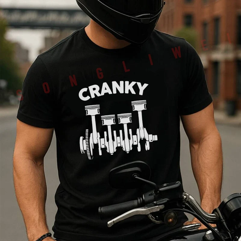 

Летняя футболка с принтом Cranky Mechanic для мужчин и женщин, дышащая, быстросохнущая, гоночная, с короткими рукавами, спортивная футболка