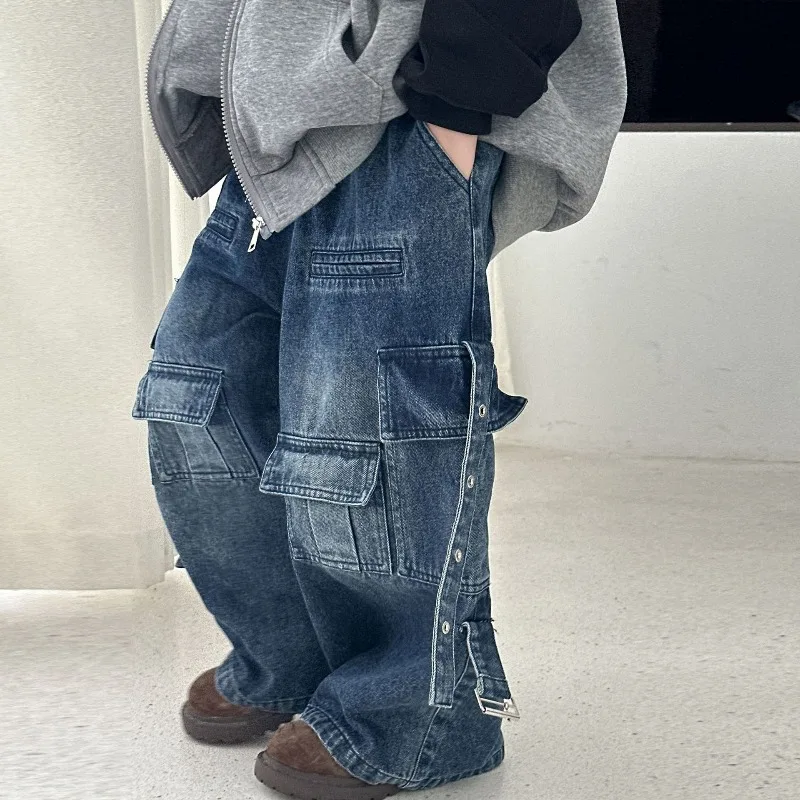 

Boys Jeans Boys Loose Trousers 2025 Spring and Autumn New Children's Korean Version of Casual Personalized Trendy Pants