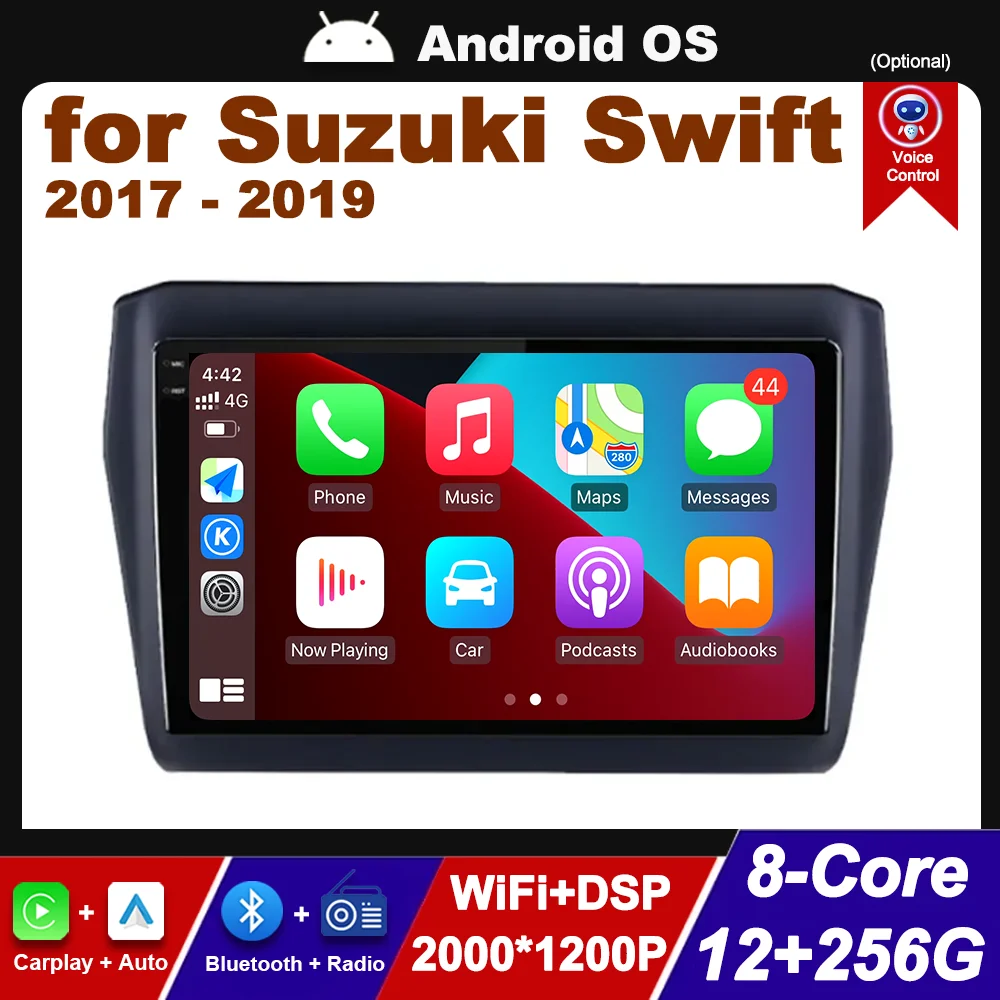 Touch Screen Android Intelligent System 4G for Suzuki Swift 2017 2018 2019 Car Video Multimedia Player BT GPS Navi WiFi Carplay
