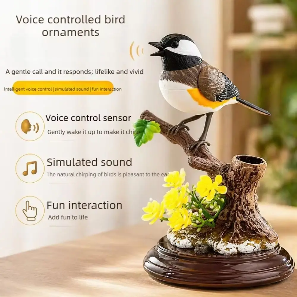 Sound Voice Control Simulation Bird Electric Simulation Induction Birdcage Voice Control Bird Creativity Design Cute Decorative