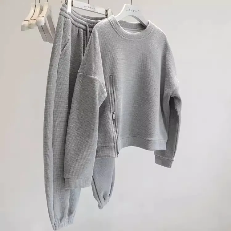 

Men's Fce Lined Hoodie And Pants Set Zipper Design Sports Casual Two Piece Set for Autumn Winter Large Size 35kg Trendy