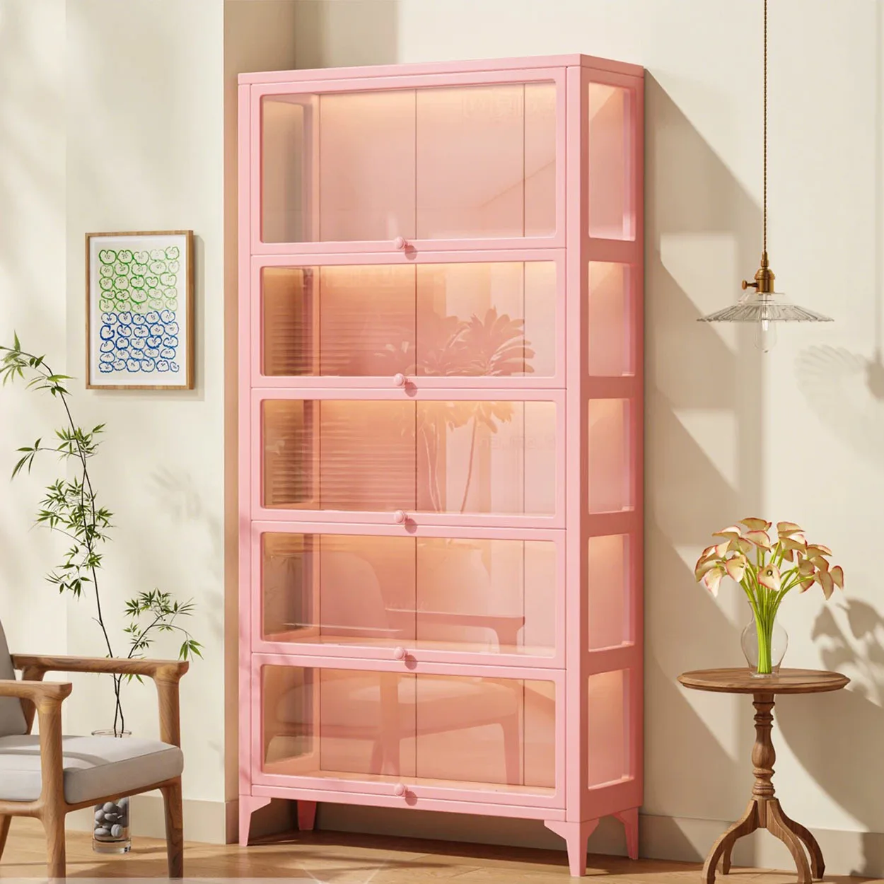 Elevated figure display cabinet glass door blind box building block millet storage cabinet pain cabinet