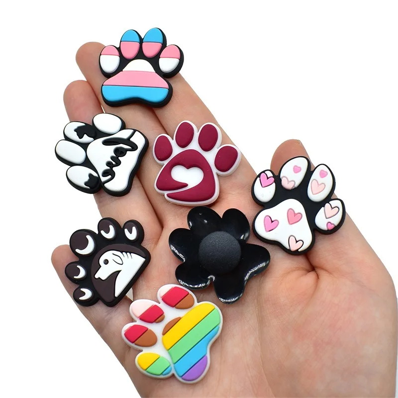 Footprint Shoe Charms Colorful Cute Animal Dog Pet Bear Foot Print Shoe Accessories for Friends Pins Shoe Ornament Gift