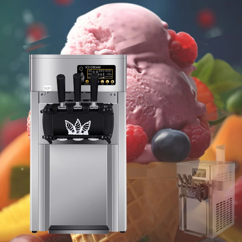 High-quality Commercial Soft Ice Cream Machine 3 Flavors Cone Ice Cream Machine Dessert Shop Ice Cream Equipment