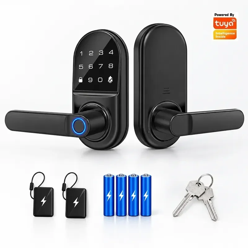 Tuya Password Smart Door Lock Bluetooth Handle Lock No Opening Ball IC Card Mechanical Key Fingerprint Unlock