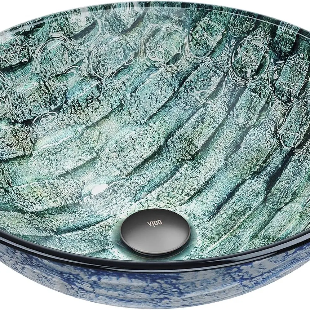 

Modern Luxury 17 Tempered Glass Round Sink with NonStickShield, QuickDrain, and TempGuard for Bathrooms