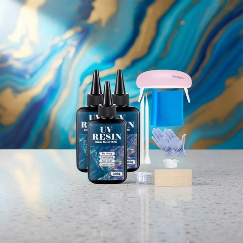 Bilashmart 100g/250g Clear UV Resin Kit Hard Type One Minute Ultraviolet Solar Fast Curing Epoxy Resin for Casting Molds Jewelry Craft DIY