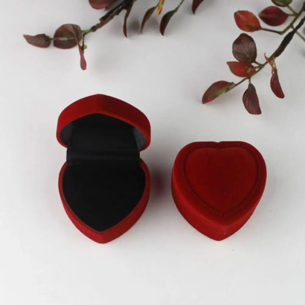 Luxury Velvet Oval Couple Ring Box Ear Stud Jewelry Display Holder Storage Box Container