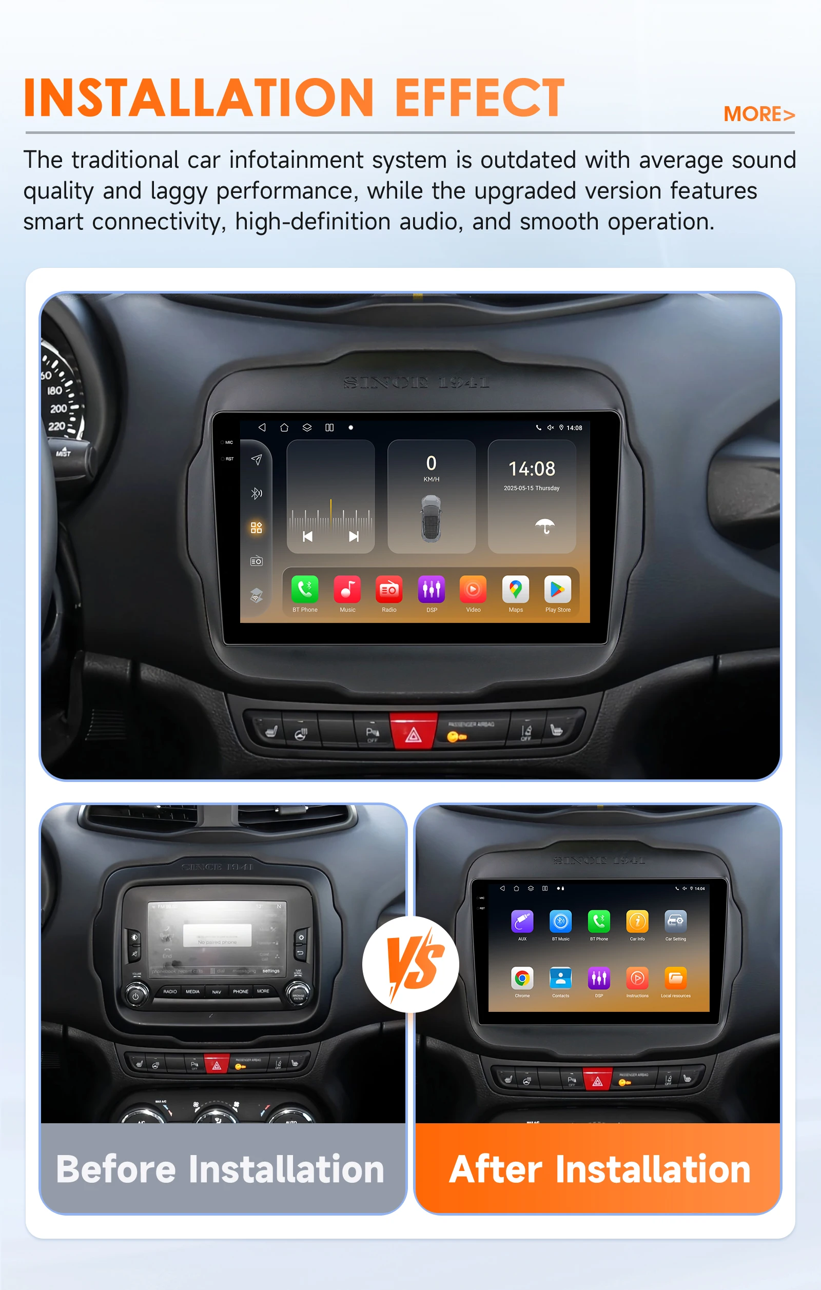 6115 Carplay 4G-LTE 9" Car Radio Android for Jeep Renegade 2016-2020 Multimedia Player Navigation GPS 2 Din Stereo DSP Autoradio