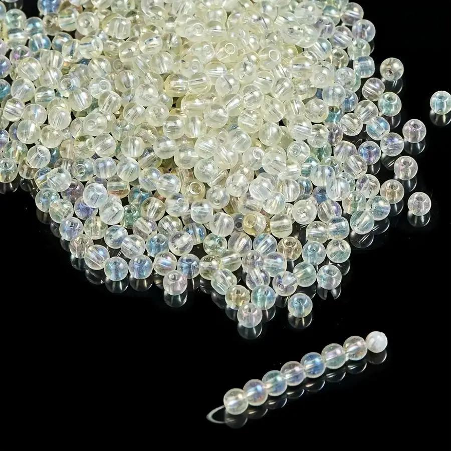 1/5/10/20/50/100pcs 4Mm Premium Electroplated Iridescent Glass Straight Hole Xiaomi Beads Necklace Bracelet Phone Chain Jewelry