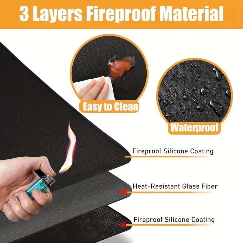 Multi-functional Anti Slip Barbecue Mat BBQ Grill Fireproof Mat for Outdoor Camping Picnic Courtyard Grill Fire-proof Floor Mat