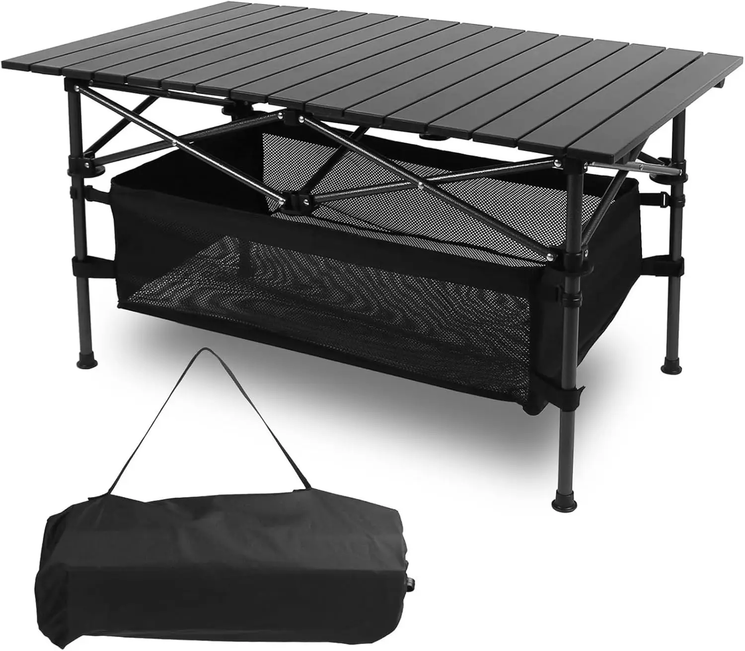 

Folding Camping Table Portable Aluminum Roll-up Picnic Desk with Carrying Bag Outdoor Beach Backyard BBQ Party Lightweight Durab