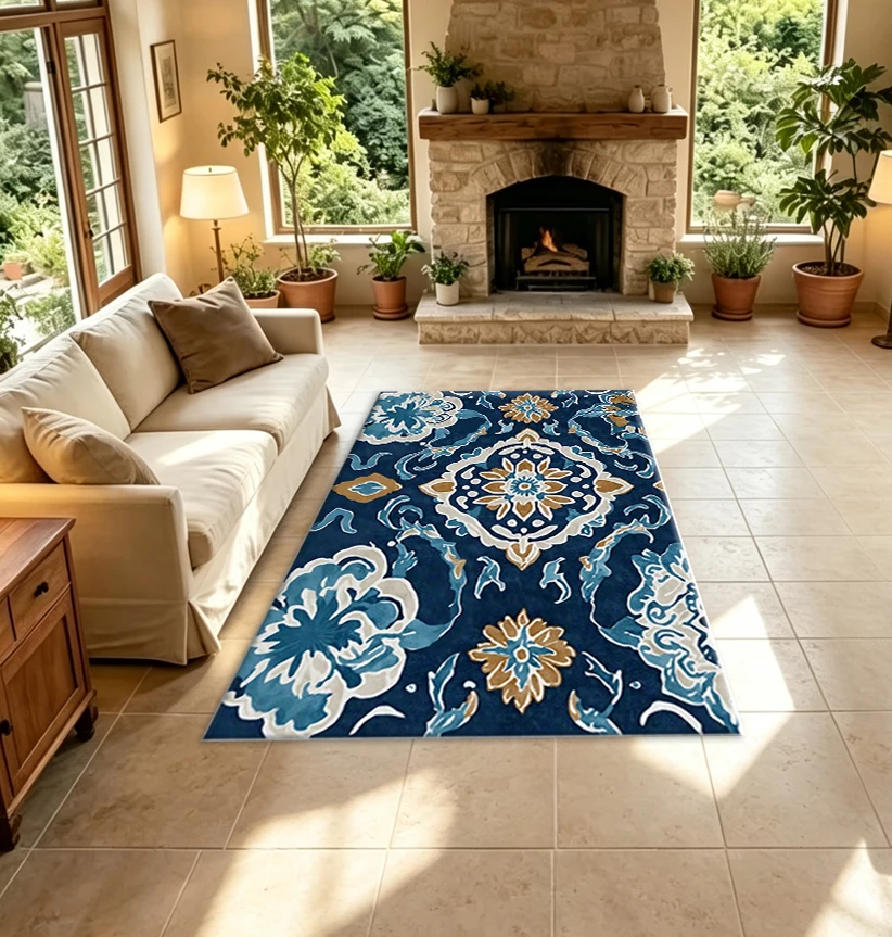 Oriental Vintage Floral Medallion Carpet Flooring Traditional Ethnic Style Home Art Deco Carpet For Indoor House Decor