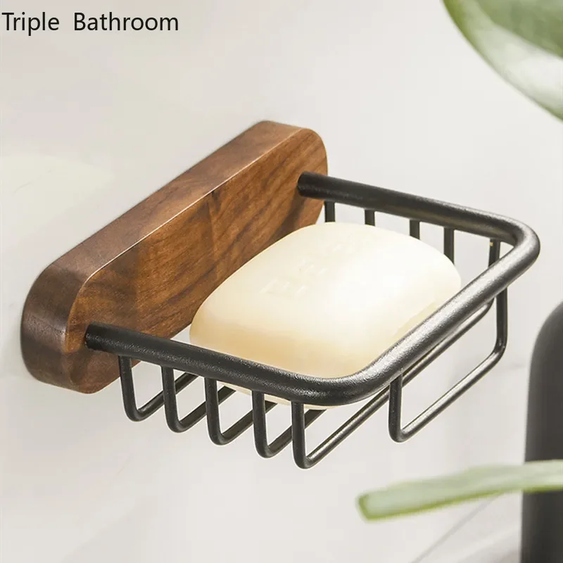 

Creative Draining Soap Dish Space Aluminum Punch-free Wall-mounted Bathroom Storage Shelves Soap Box Shower Accessories