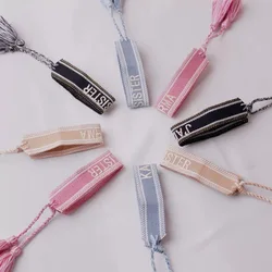 Bohemia National Style Creative Hand-woven Colorful Embroidery Letter Bracelet For Women Adjustable Wrist Strap Fashion Jewelry