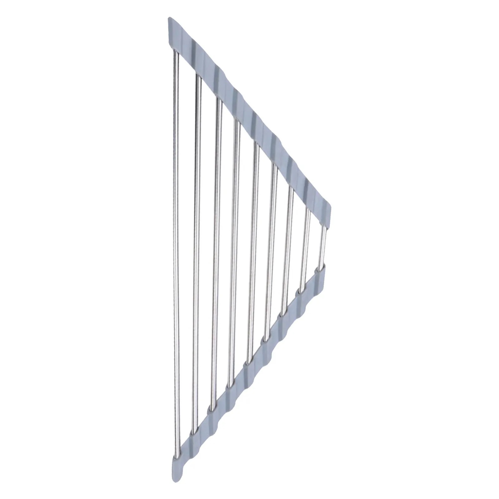 Stainless Steel Triangular Sink Drain Rack Kitchen Dish Drying Holder Tableware Storage Organizer Gray