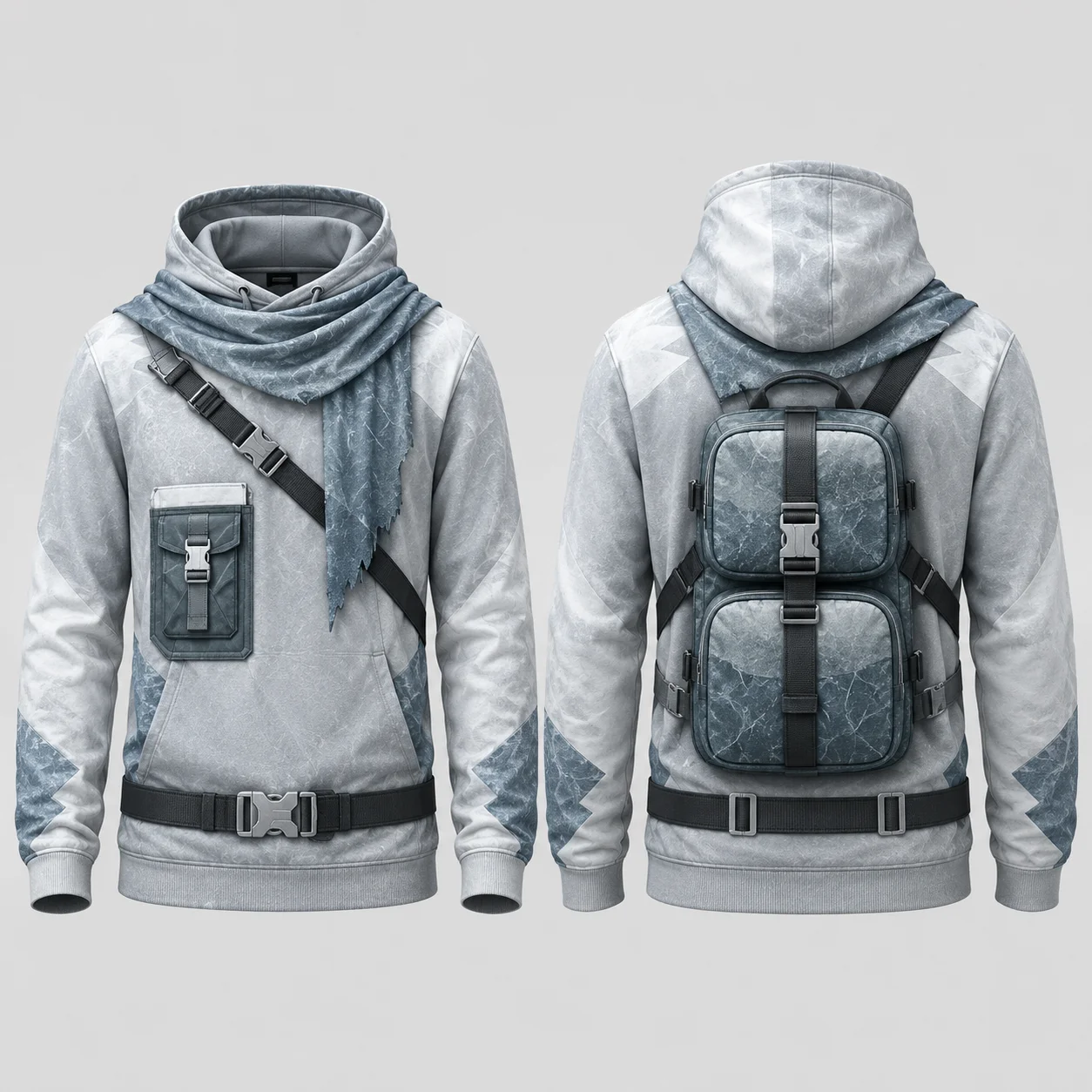 Tactical Explorer Hoodie Men White Gray Blue 3D Sublimation Flat Print Pullover Sweatshirt Outdoor Techwear