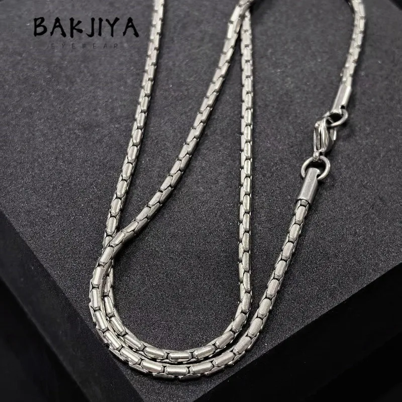 

New Pure Titanium Snake Chain Link Necklace - 2.5mm Square Rolo Chain, Hypoallergenic Jewelry for Sensitive Skin