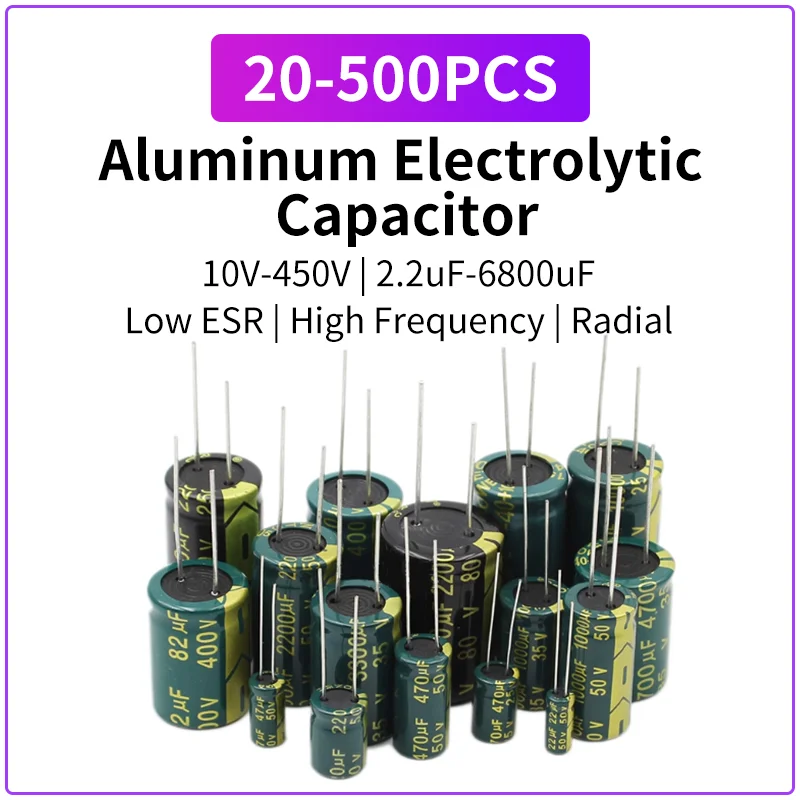 capacitor-eletrolitico-de-aluminio-20-500pcs-22-6800uf-10v-450v-capacitor-radial-de-alta-frequencia-e-baixa-esr
