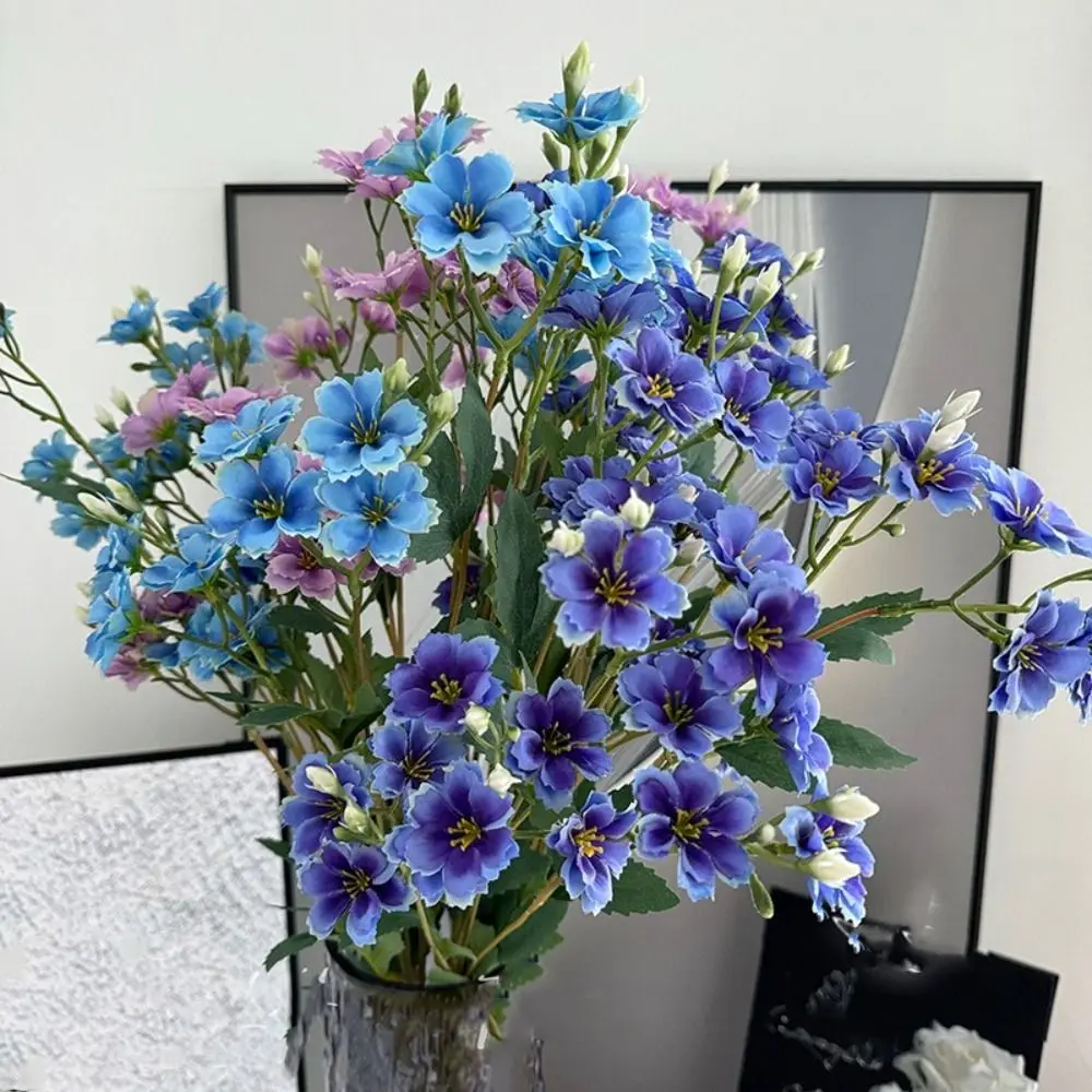

86cm Artificial Ceratostigma Branch Real Touch Luxury Silk Flower Branch Handmade Elegant Fake Flower Home Office Decor