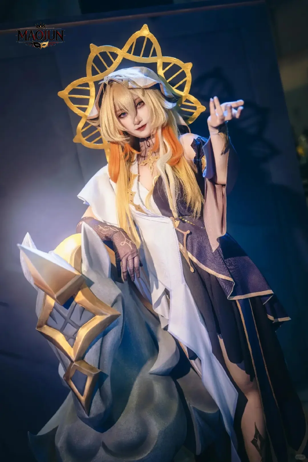 Genshin Impact Rhinedottir Naberius Cos Outfit Ruler of Life Hooded Cape Gown Cosplay Costume Women Purple White Cloak Dress
