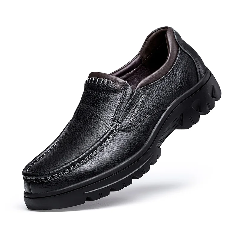 Autumn Winter Men Slip On Natural Genuine Leather Shoes Oxfords Black Brown Big Size 37-46 47 48 49 50 Dropshipping