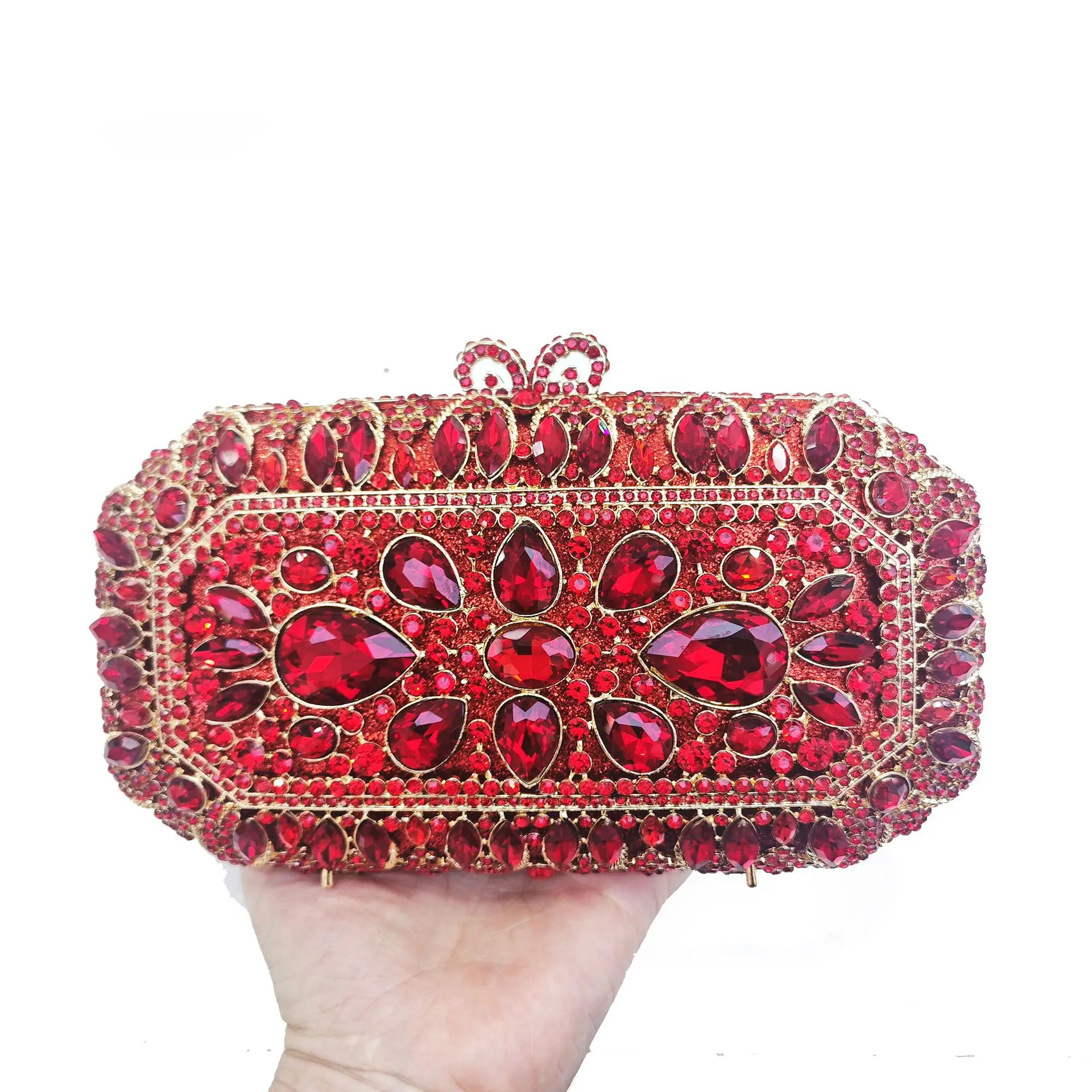 กระเป๋าคลัทช์สำหรับงานเลี้ยงอาหารค่ำ ประดับเพชรเต็มใบ กระเป๋าถือเจ้าสาวประดับมุก กระเป๋าดีไซเนอร์