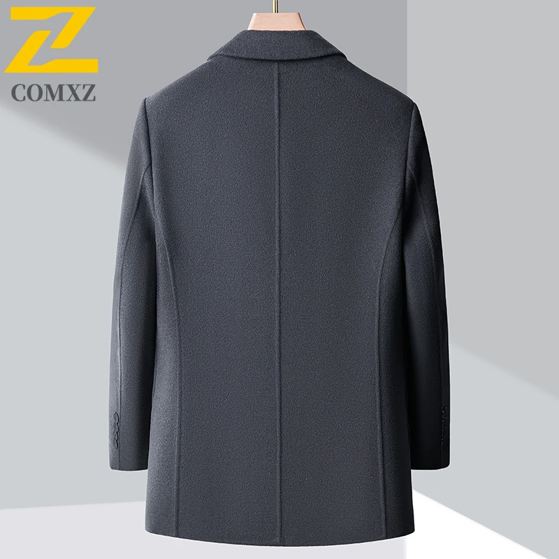2025 Men Wool Overcoat Winter Fashion Classic Turndown Collar Premium TrenchCoat ​Business Medium Long Styles Windproof Jackets