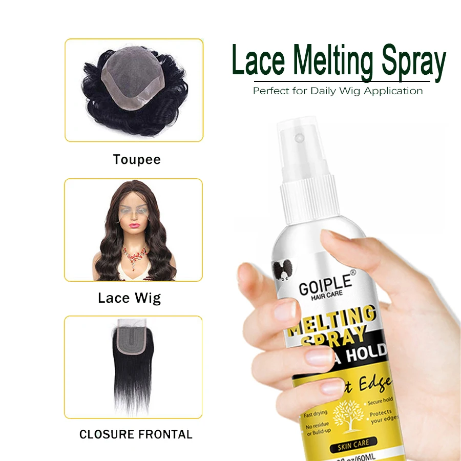 GOIPLE Waterproof Wig Glue Adhesive Extra Hold Melting Spray for Wig with Hair Wax Stick & Edge Control Gel Wig Installation Kit