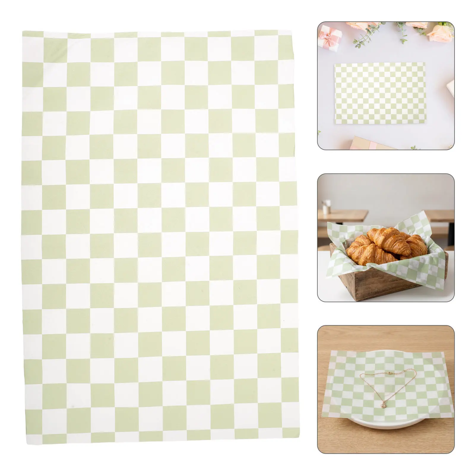 100Pcs Sage Green Checkerboard Tissue Paper Lightweight Wrapping Sheets for Gift Bags Wedding Party Favor Packaging Decorative