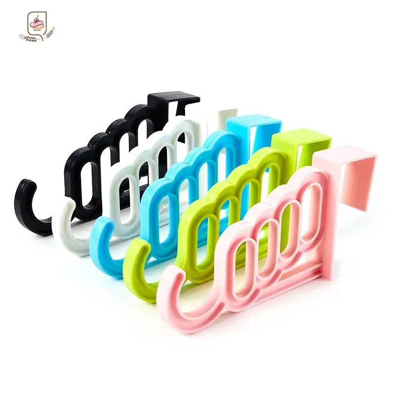 Multi-Function Home Accessories Foldable Clothes Hanger Drying Rack 5 Hole Suit Bathroom Door Plastic Organizer Storage Rack