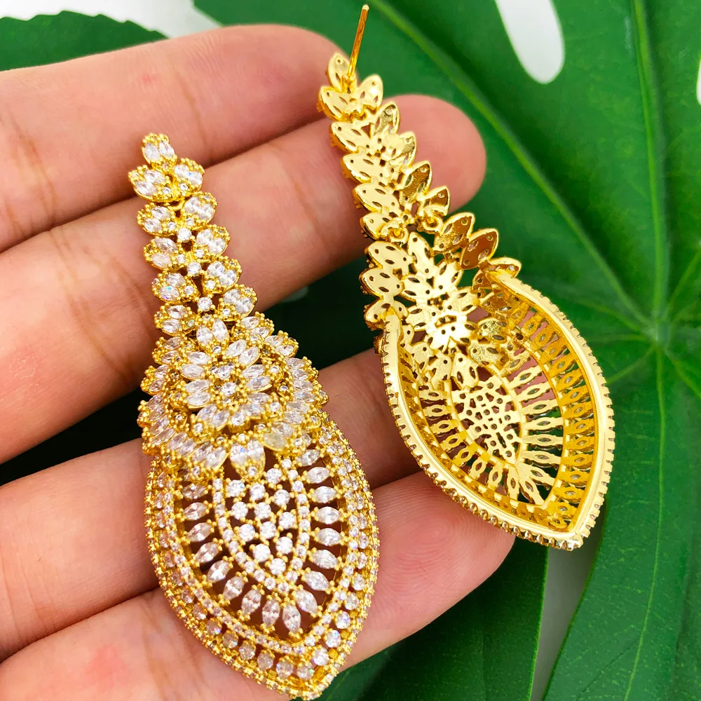 

missvikki Dubai Bridal Earring boucle d'oreille Fashion street style Multi Drop Earrings For Women Wedding Party Cubic Zircon
